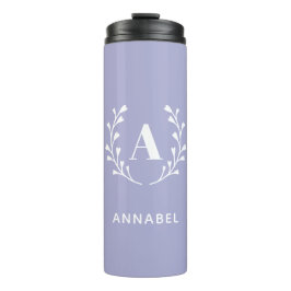 Garrafa Térmica Monograma Personalizado de Pera Púrpura Pastel