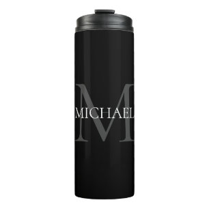 Garrafa Térmica Monograma Personalizado e Nome Preto