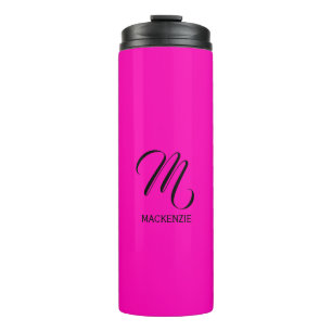 Garrafa Térmica Monograma Personalizado Elegante Neon Pink com Nom