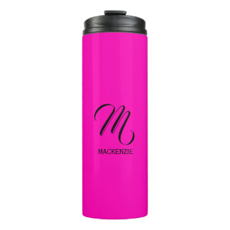 Garrafa Térmica Monograma Personalizado Elegante Neon Pink com Nom