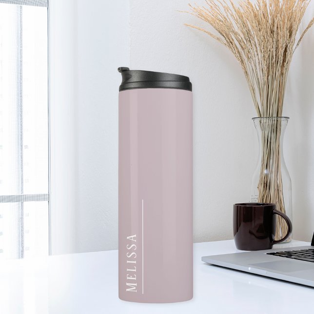 Garrafa Térmica Monograma personalizado, massa moderna (Light pastel purple travel mug with elegant monogram, ideal gift for her)