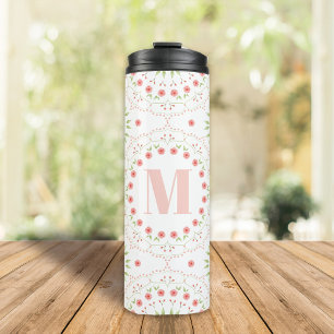 Garrafa Térmica Monograma Personalizado Rosa Bege Elegante Persona