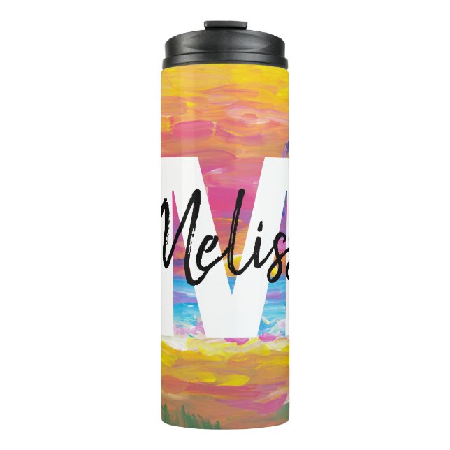 Garrafa Térmica Monograma Personalizado Tumbler Térmico (Frente)