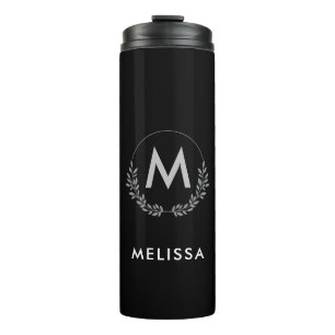 Garrafa Térmica Monograma preto e branco personalizado