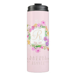 Garrafa Térmica Monograma Rosa de Jardim Floral