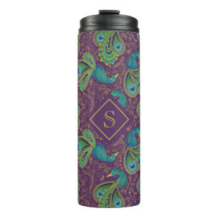 Garrafa Térmica Monograma Roxo Real Paisley Pavão