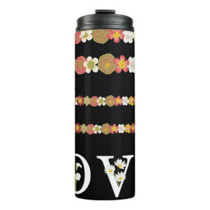 Garrafa Térmica Monograma Rustic Daisy Floral Love