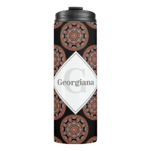 Garrafa Térmica Monograma Safari Sunset Bohemian Bolinhas Mandala
