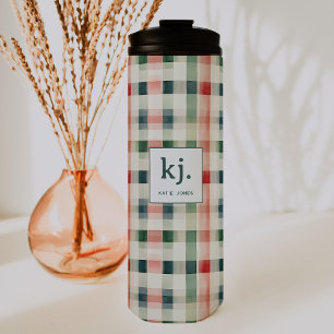 Garrafa Térmica Monograma Suave Evergreen Gingham