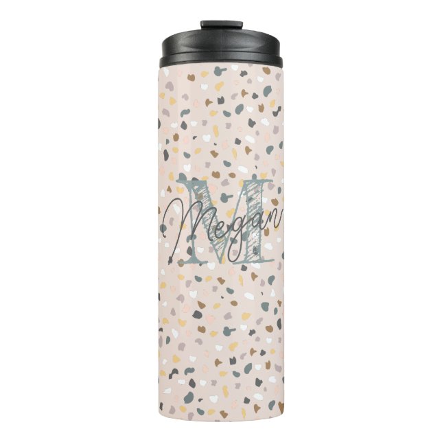 Garrafa Térmica Monograma Terrazzo Personalizado (Frente)