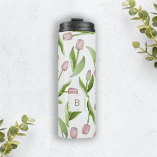Garrafa Térmica Monograma Tumbler Térmico da Flor de Tulpa Rosa M