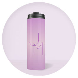 Garrafa Térmica Monograma Único Sobreposto | Rosa Lavanda Suave