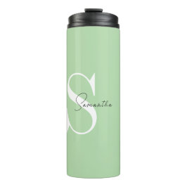 Garrafa Térmica Monograma Verde Elegante Tumbler Térmico