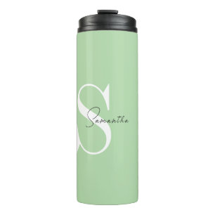 Garrafa Térmica Monograma Verde Elegante Tumbler Térmico