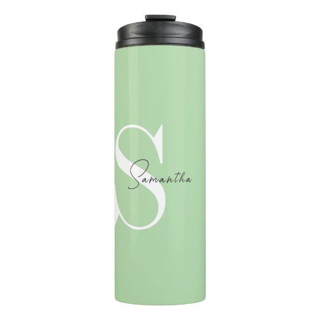 Garrafa Térmica Monograma Verde Elegante Tumbler Térmico (Frente)