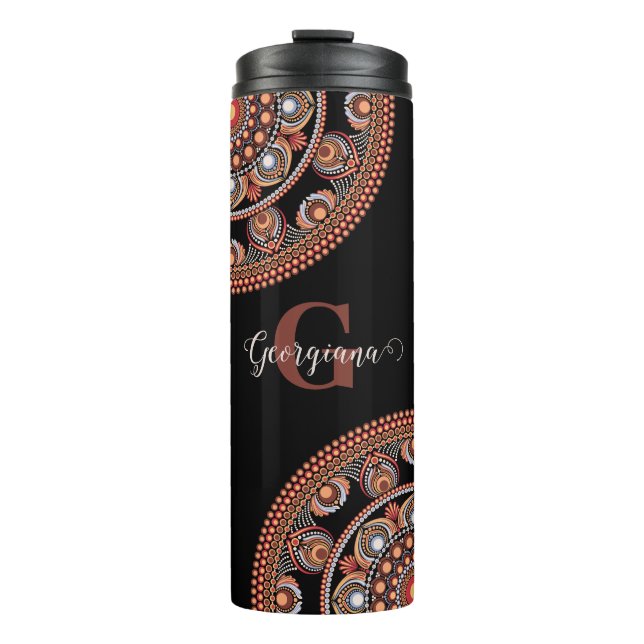 Garrafa Térmica Monogramas Safari Sunset Bohemian Dot Mandala (Frente)