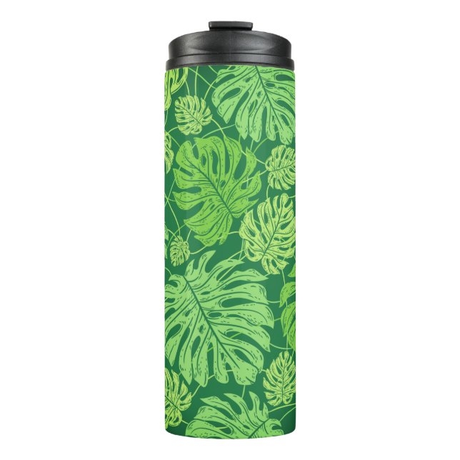 Garrafa Térmica Monstera deixa padrão floral (Frente)