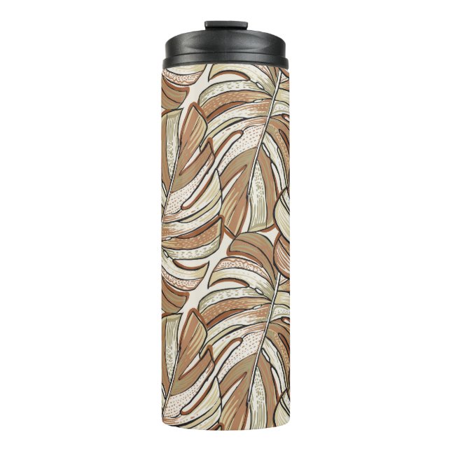 Garrafa Térmica Monstera Gráfica Deixa Design tropical (Frente)