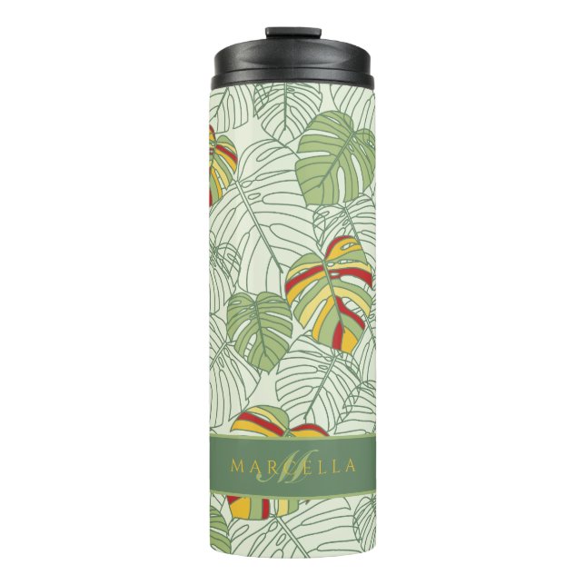 Garrafa Térmica Monstera Tropical Personalizada deixa o Tumbler (Frente)