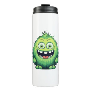 Garrafa Térmica Monstro Verde Fofo Desenho Animado Sorridente
