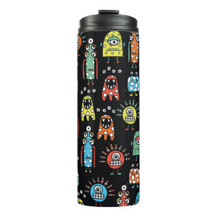 Garrafa Térmica Monstros de alienígena: Vintagem sem costura bonit