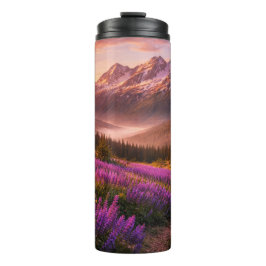 Garrafa Térmica Montanhas e Flores Silvestres - Tumbler Térmico de