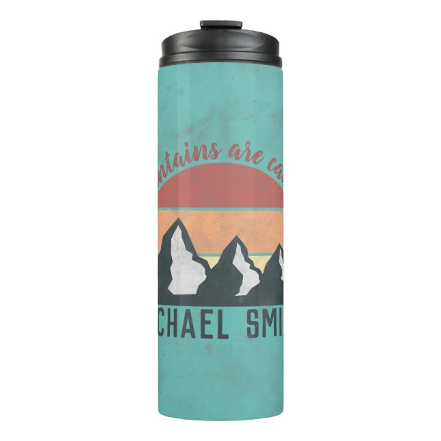 Garrafa Térmica Montes de pastos de safra chamam monograma (Frente)