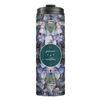 Garrafa Térmica Moody Black Floral Classic Couple Names Wedding