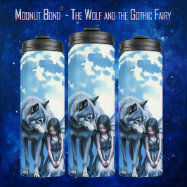 Garrafa Térmica Moonlit Bond – The Wolf and the Gothic Fairy.  