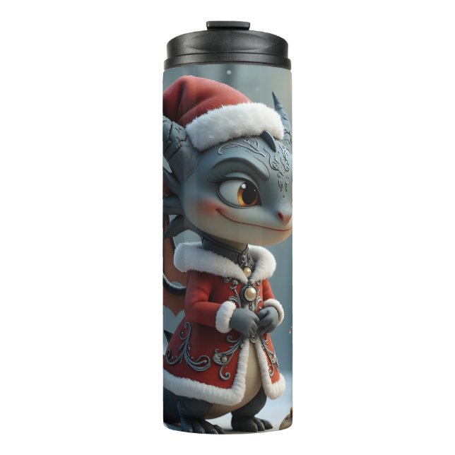Garrafa Térmica Moonlit Cookie Bandit – The Grey Christmas Dragon. (Frente)