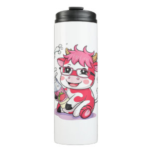 Garrafa Térmica Morango Vaca Kawaii Anime Morango Leite _5