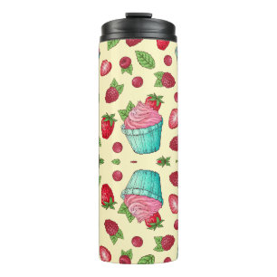 Garrafa Térmica Morangos E Cupcakes