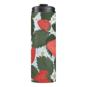 Garrafa Térmica Morangos: padrão de fruta de verão design.