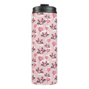 Garrafa Térmica Morcegos e corações cor-de-rosa
