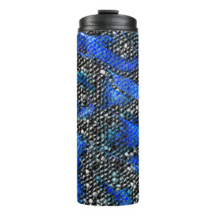 Garrafa Térmica Mosaico hexagonal ou escamas de peixe azul e preto