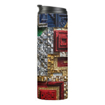 Mosaico Quadrado Gigante Esmeralda Dourado Marfim 