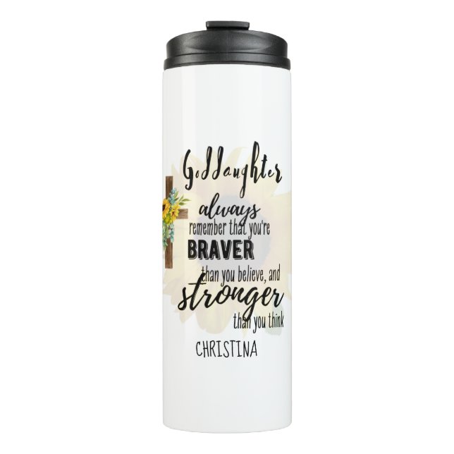 Garrafa Térmica Motivação de Dama de adolescente Citação de Girass (Frente)