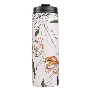 Garrafa Térmica Motivos botânicos, isolados, sem costura de flores