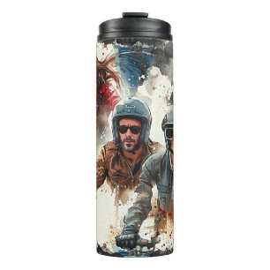 Garrafa Térmica MotoBikers de desenho de aquarela