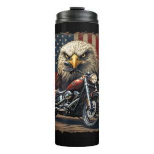 Garrafa Térmica Motocicleta Bandeira EUA Retro Chopper Motociclist