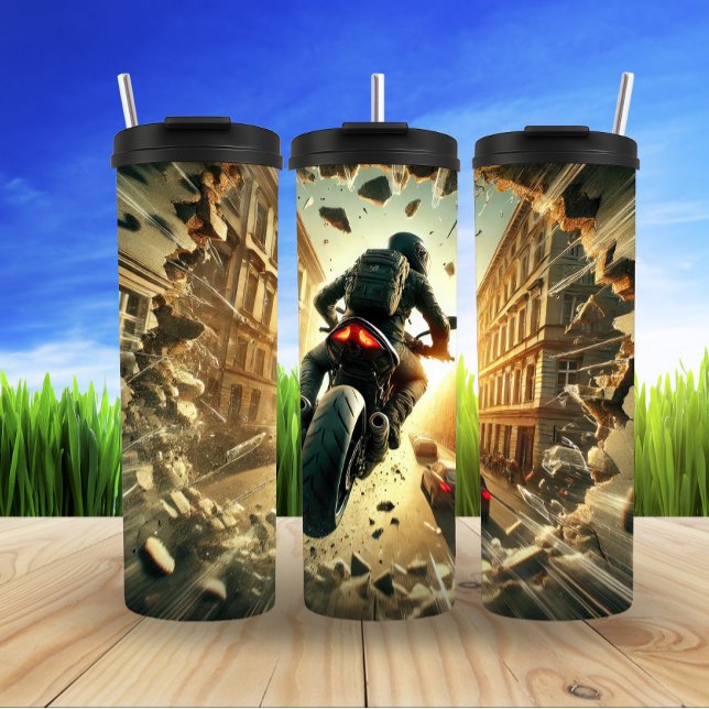 Garrafa Térmica Motociclo futurístico com luzes LED exibindo (Criador carregado)