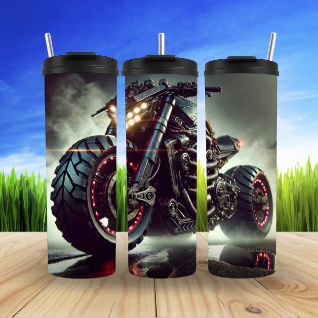 Garrafa Térmica Motociclo futurístico com luzes LED exibindo (Criador carregado)