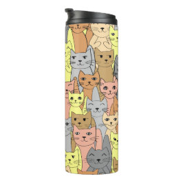 Garrafa Térmica Muitos Gatos Coloridos Design Tumbler Térmico