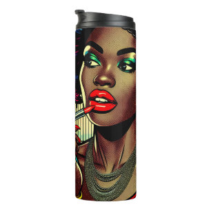 Garrafa Térmica Mulher Bonita Passando Brilho Labial