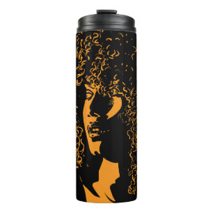 Garrafa Térmica Mulher bonito africana com retrato afro ao estilo
