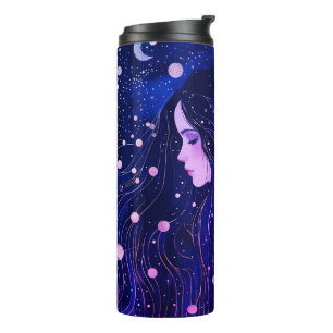 Garrafa Térmica Mulher Celestial Deusa do Céu Lua Estrelas