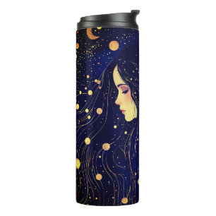 Garrafa Térmica Mulher Celestial Deusa do Céu Lua Estrelas