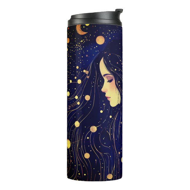 Garrafa Térmica Mulher Celestial Deusa do Céu Lua Estrelas (Giro à esquerda)