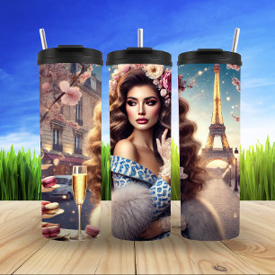 Garrafa Térmica Mulher Elegante na noite de Paris