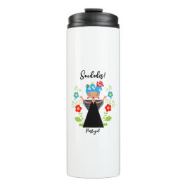 Garrafa Térmica Mulher fada cantora de caravela portuguesa